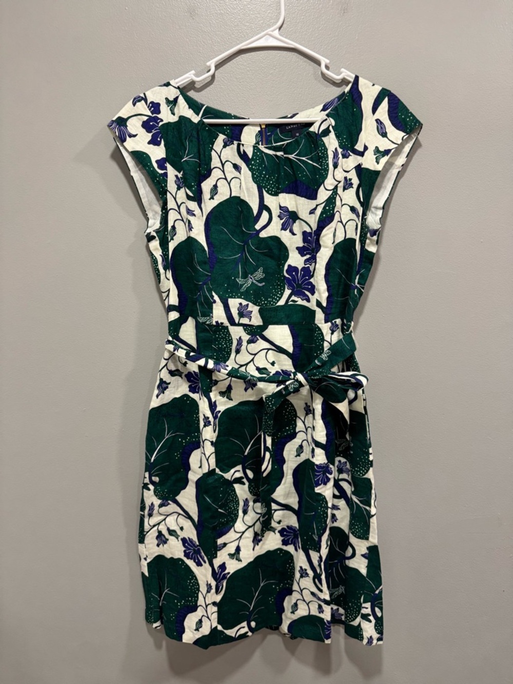 Lands End Floral Linen Dress Size 10
